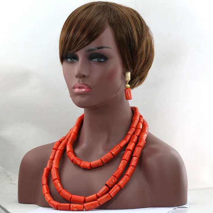 Великолепный нигерийский Свадебный Комплект украшений из коралловых бусин Coraline