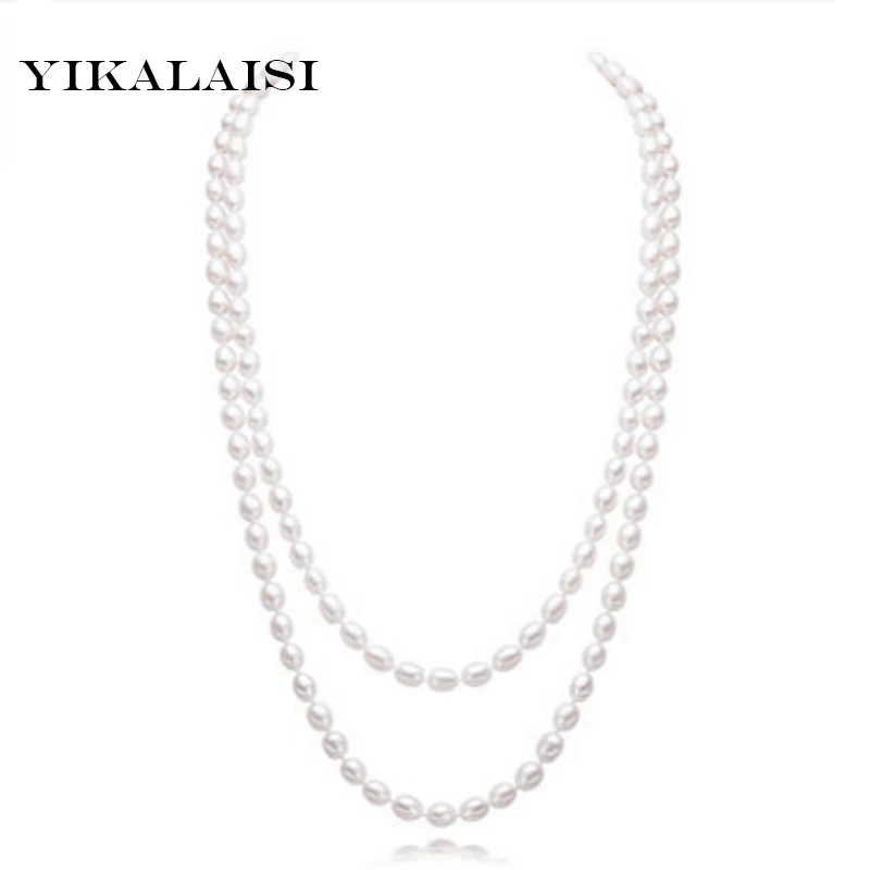 

YIKALAISI 2017 Long Multilayer Pearl Necklace Natural Freshwater Pearl Choker Charm Accessories Statement Necklace For Women