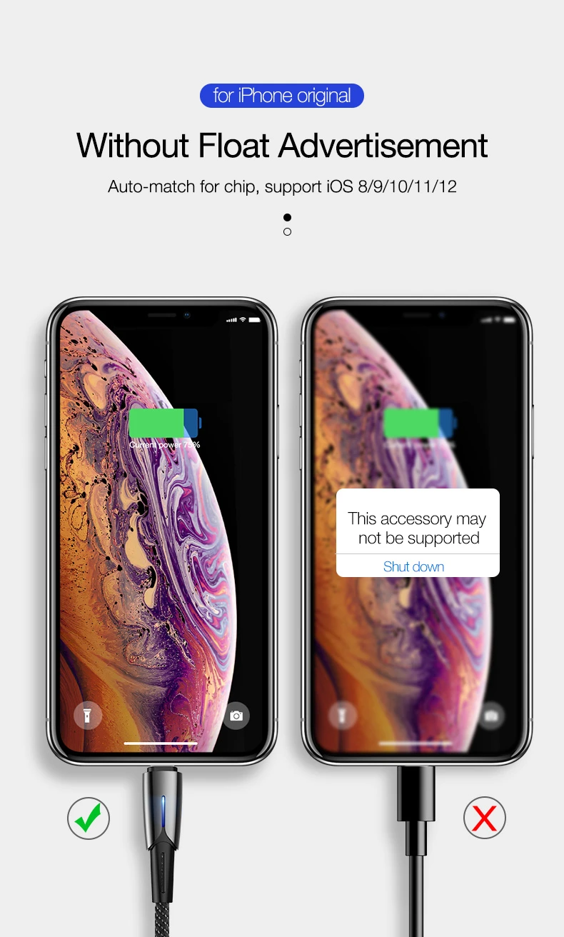 Cafele Lighting USB кабель для iPhone 6, 7, 8 Plus, X XS MAX, XR, Автоматическое отключение питания, 120 A, максимальный кабель для передачи данных для iPhone 180 см, см