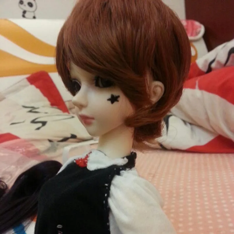 1/3 1/4 1/6 новый стиль Bjd SD кукольный парик короткий коричневый высокотемпературный
