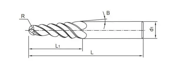 R0.25/R0.5/R0.75/R1x15xD3.175x38L 1/8 &quotхвостовик HRC55 Карбид конические концевые фрезы для носа