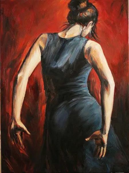 Beste Moderne Flamenco Dancer Olieverf Voor Woonkamer Muur Decor Moderne Canvas Art Sexy Vrouw Schilderij Handgeschilderd