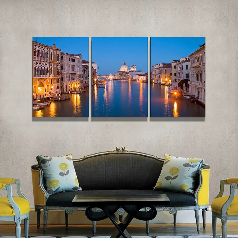Модульные картины из 3 частей для декора гостиной на холсте настенное