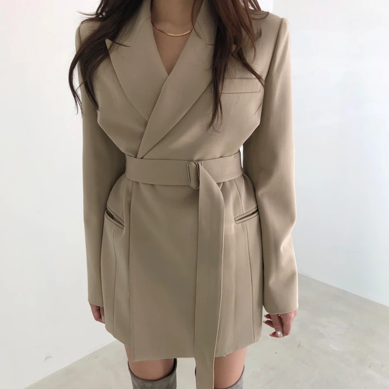 

2020 Slim Blazers Women Autumn Suit Jacket Female Work Office Lady Suit Black None Button BusinessBlazer Coat Fashion ins Z027