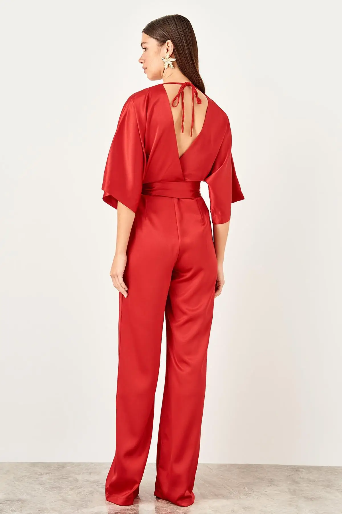 Trendyol красный комбинезон с поясом TPRSS19YL0038 |
