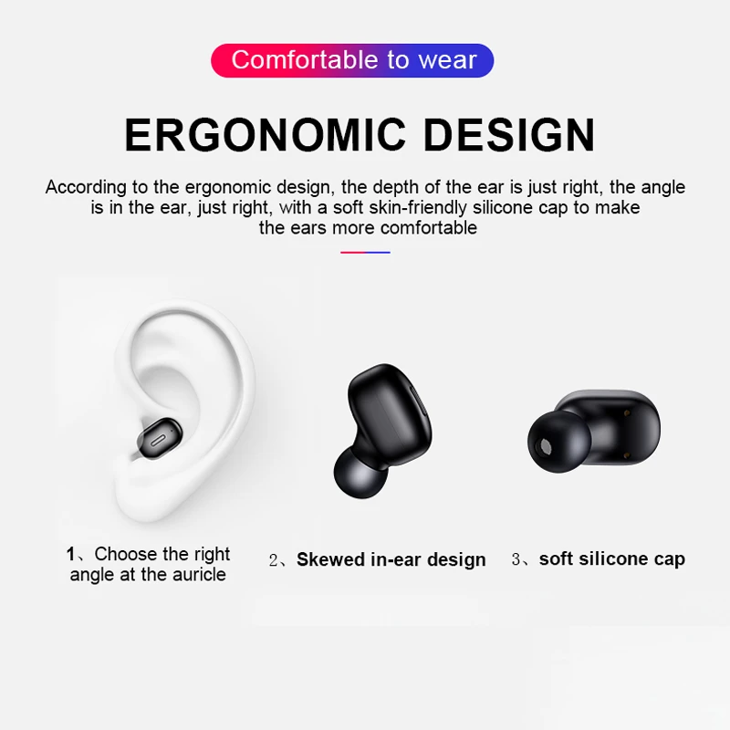 Мини T1 TWS V5.0 Bluetooth наушники 3D настоящие беспроводные стерео с микрофоном