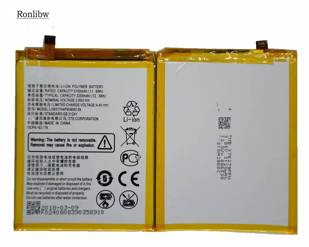 Ronlibw 3200 мА/ч, Li3931T44P8h806139 батарея Запчасти для ZTE Nubia Li3932T44P8h806139