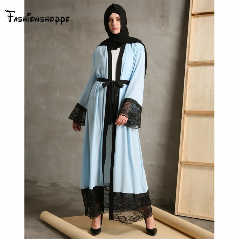 Женское платье-кимоно Abaya черное кружевное платье-кафтановое с