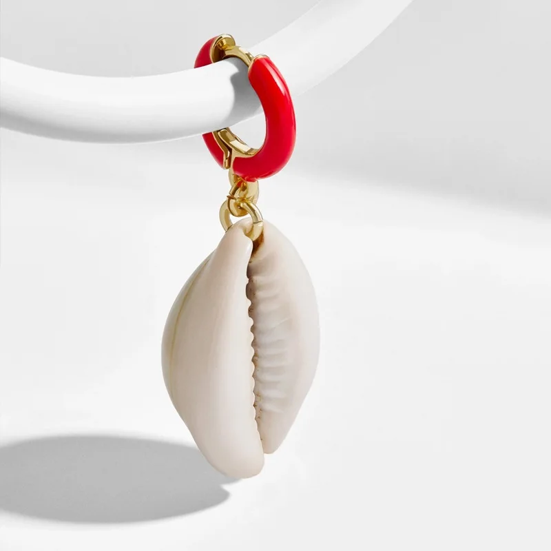 

2019 Summer Beach Jewelry Sea Shell Earrings For Women Gold Color Metal Shell Cowrie Statement Earrings Dangle Earring