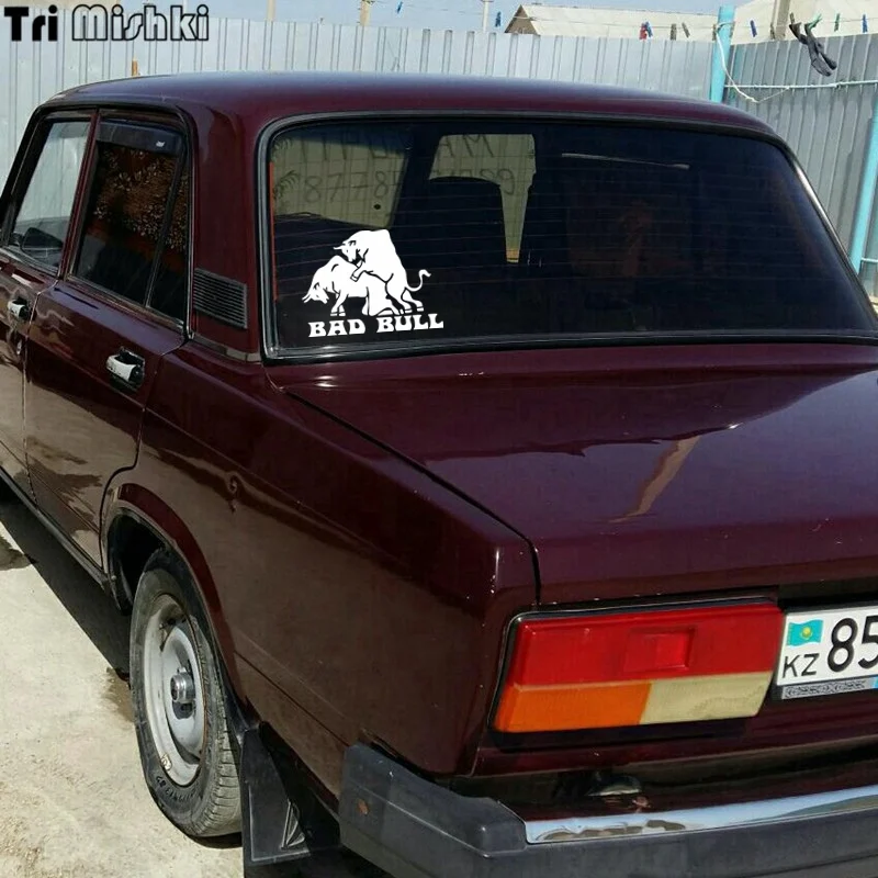 Tri Mishki 14 7 х 20 см плохой бык Смешные автомобильные Стикеры Авто Мото виниловые