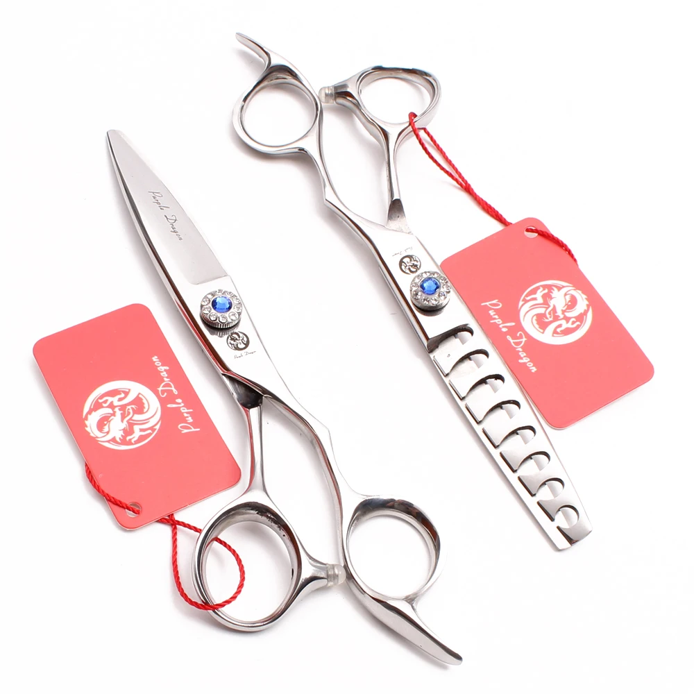 

Парикмахерские ножницы 6 дюймов 440C фиолетового дракона, синие прямые ножницы, филировочные ножницы с ивовым лезвием, Прямая поставка Z9022