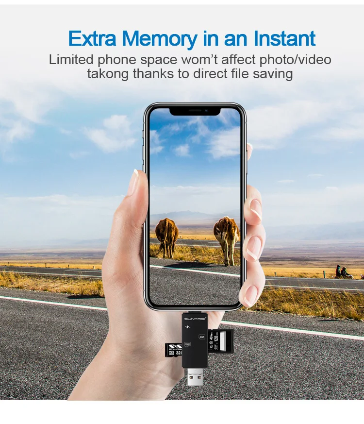 Suntrsi 6 в 1 Lightning Micro USB кардридер Micro SD кардридер зарядка TF/SD кардридер для iphone/смартфона/камеры/ПК