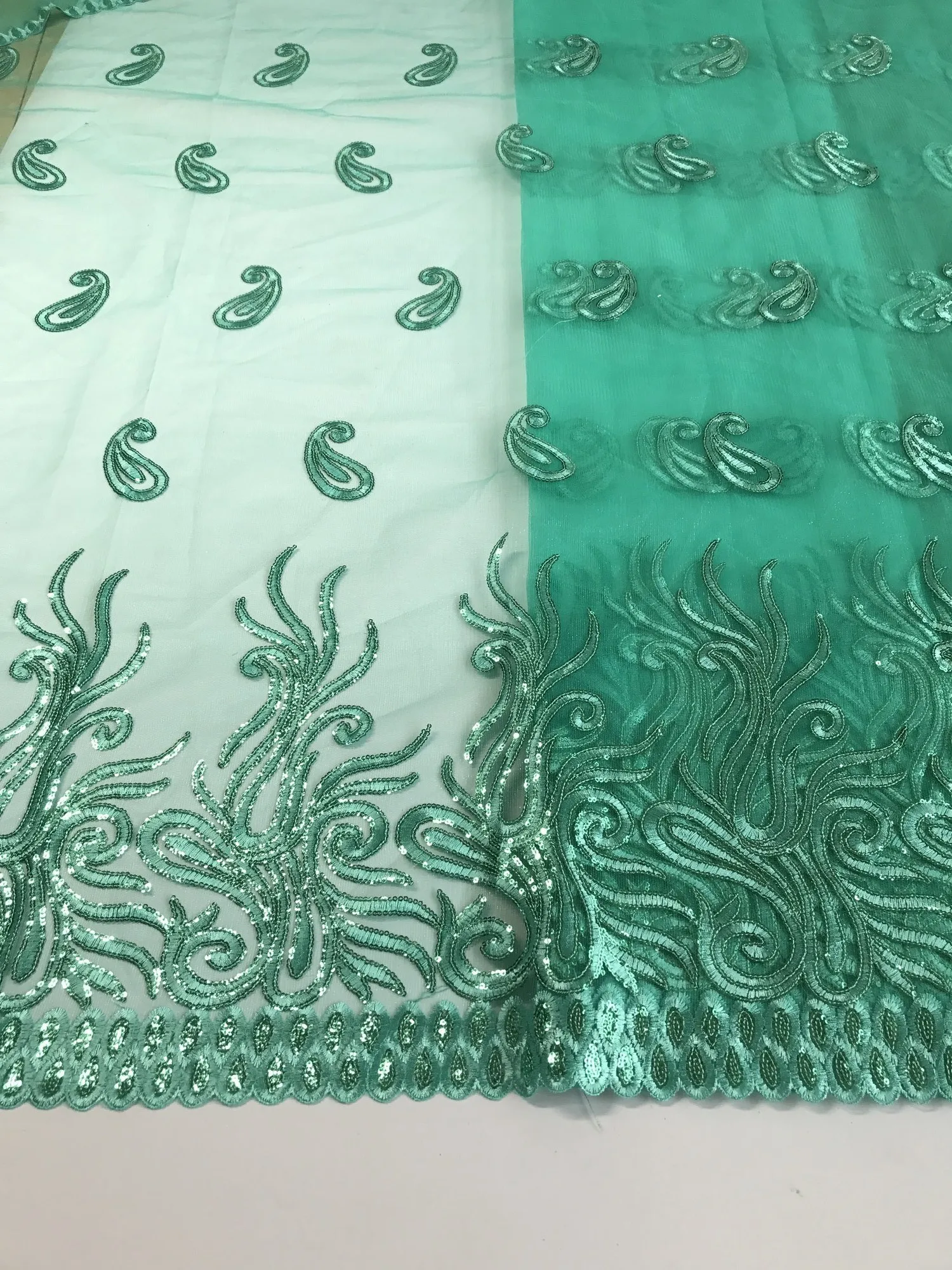 

French Lace Fabric Embroidered Nigerian Tulle Lace Fabric With Sequins High Quality African Lace Fabric For Women AMZ