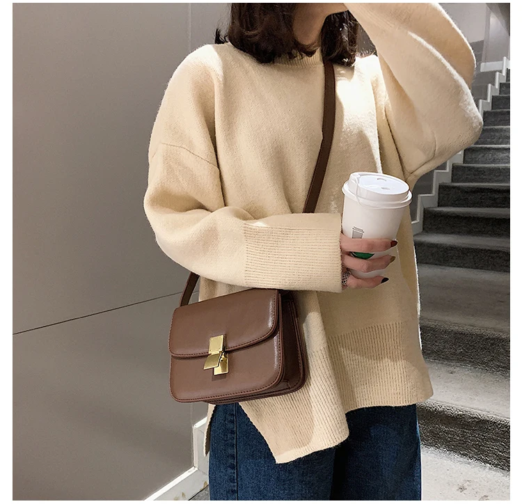 Luxury Brand Handbag New Fashion Simple Square bag Quality PU Leather Women's Designer Handbag Lock Shoulder Messenger bags