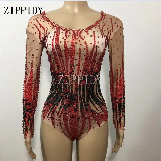 pic color bodysuit Блестящие красные, черные стразы сексуальное боди полные кристаллы цельный танцевальный костюм ночной клуб шоу Пром День Рождения Праздновать купальник - Цвет: pic color bodysuit
