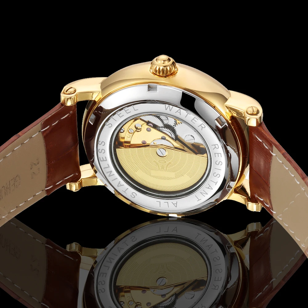 OUYAWEI винтажный дизайн мужские часы Скелет циферблат розовое золото Бабочка