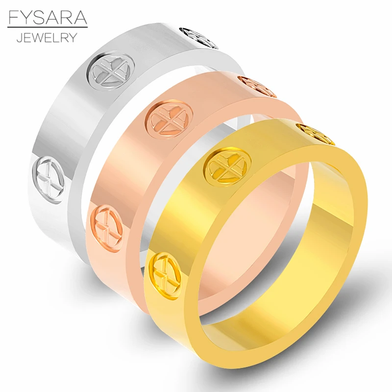FYSARA, титановое стальное кольцо, классическое, роскошное, известный бренд, крестообразное кольцо для свадьбы, любовь, кольцо для женщин, мужчин, золотого цвета, ювелирные изделия для влюбленных