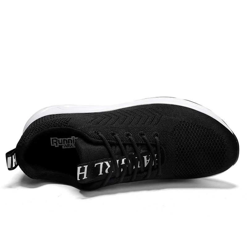 Onke мужские кроссовки для бега дышащие Flyknit Женские Кроссовки цвет черный белый