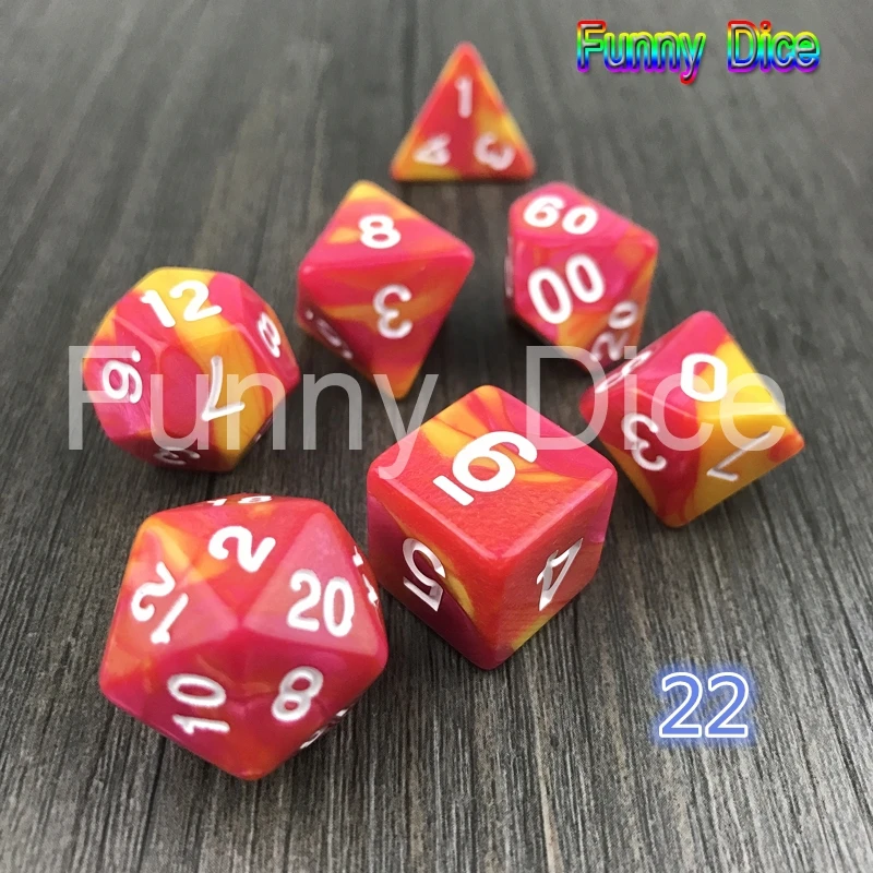 7 шт. 2-х цветный набор Игральный костей покер D& d многогранные кубики Семья игры - Цвет: 22