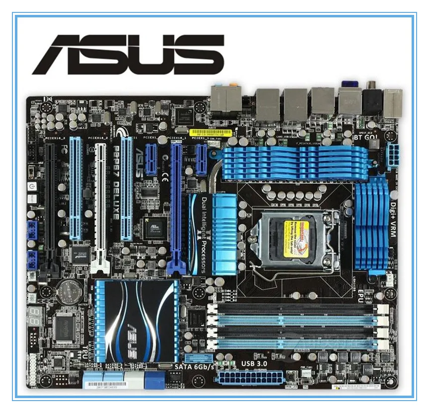 Оригинальная материнская плата ASUS P8P67 Deluxe DDR3 LGA 1155 для I3 I5 I7 32nm Процессор 32 Гб USB3.0 SATA3 P67 рабочего Материнская плата