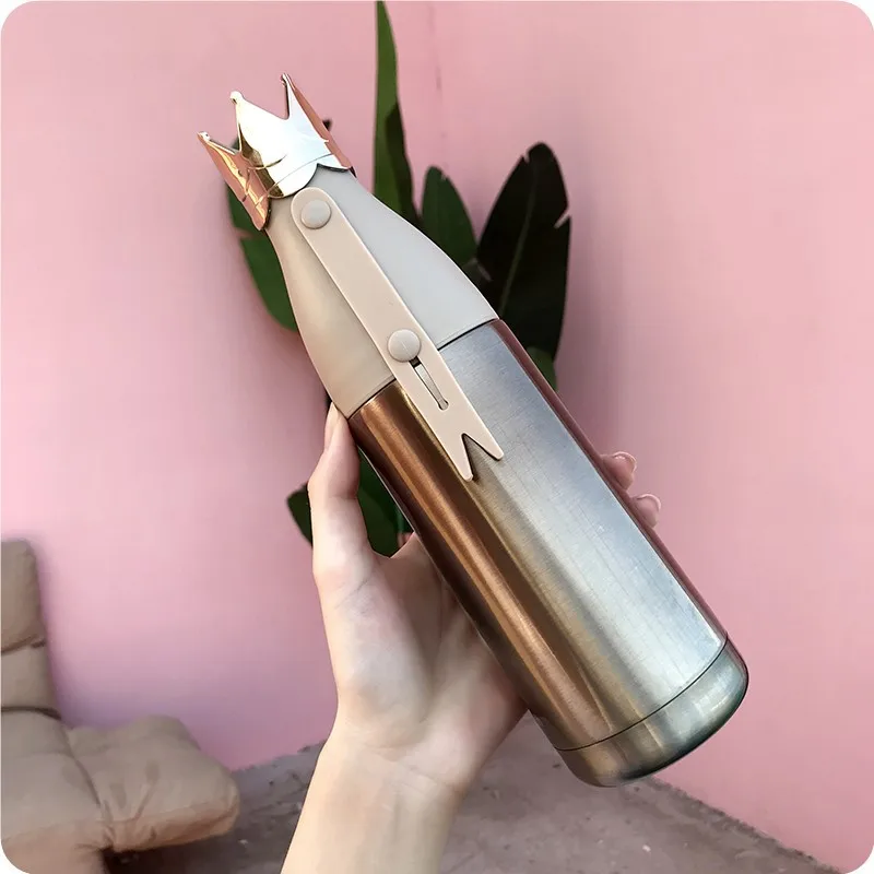 Creative fashion Queen crown Small Thermos bottle Mini Drink water cup stainless steel thermos coffee mug school gilr gifts | Дом и сад