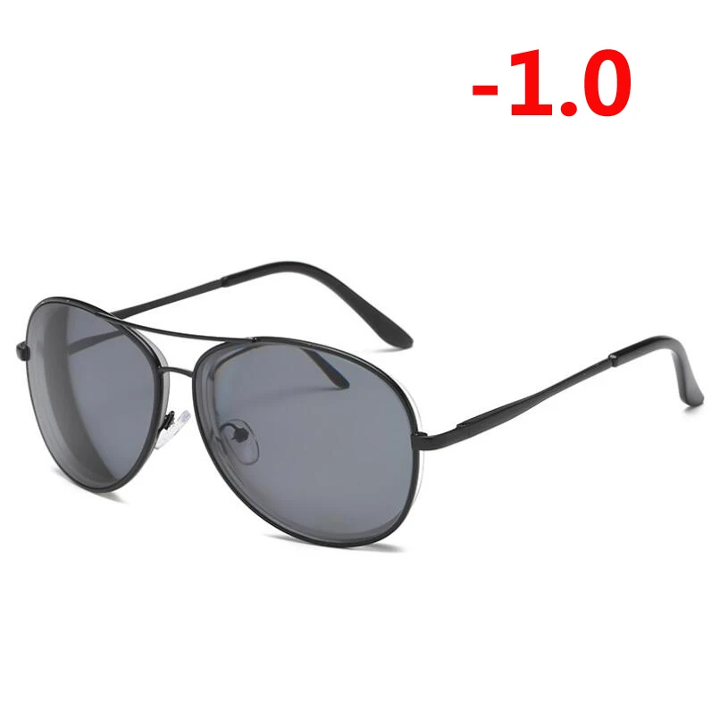 Myopia 100 0-0,5-1,0-1,5 до-6,0 металлические очки для близорукости, мужские Модные очки с большой оправой, короткие очки для коррекции зрения, солнцезащитные очки по рецепту - Цвет оправы: Myopia 100
