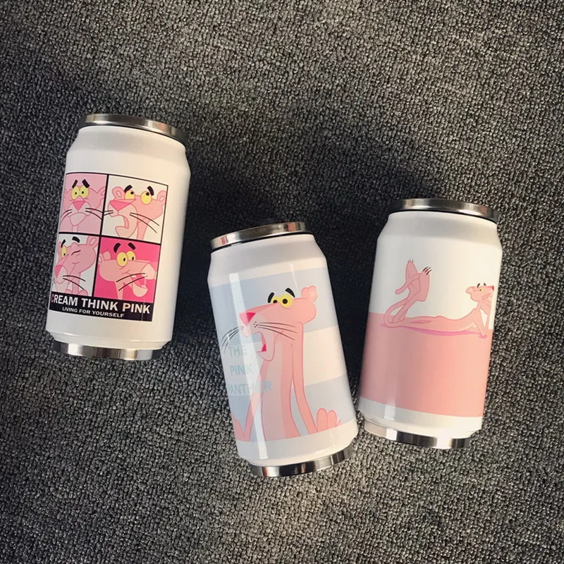 300ml Cute Funny With Straw Coffee Mug Vacuum Cup Thermos Stainless Steel Tumbler Thermocup Travel Drink Bottle Beverage Can