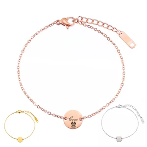 Индивидуальные милые круглые браслеты из нержавеющей стали с гравировкой Имя Дата 3-тон ювелирные изделия для женщин Письмо Браслеты