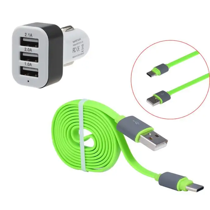 Автомобильное зарядное устройство Del с 3 портами USB Type-C для Nexus 6P / 5X OnePlus 2 td822 Прямая
