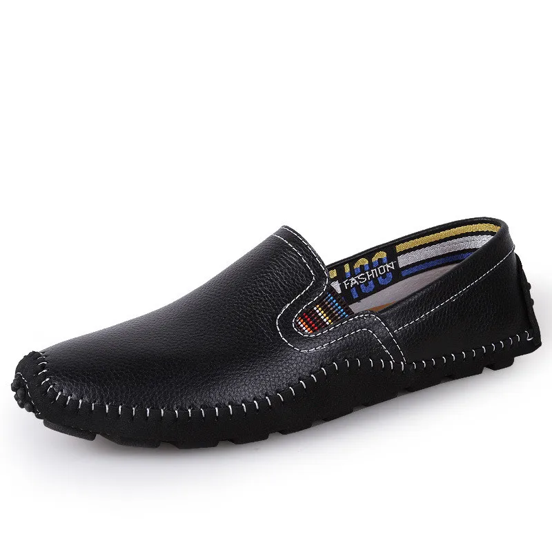 Black Loafers Merkmak/большие размеры 38-47; мужская обувь ручной работы; мужские туфли из натуральной кожи на плоской подошве; удобная обувь для вождения; мокасины из мягкой кожи для мужчин - Цвет: Black Loafers