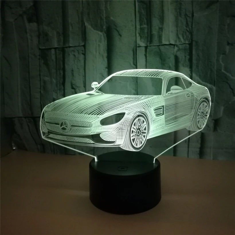 2018 удивительная 3D визуальная модель автомобиля Benz ночник 7 цветов изменение