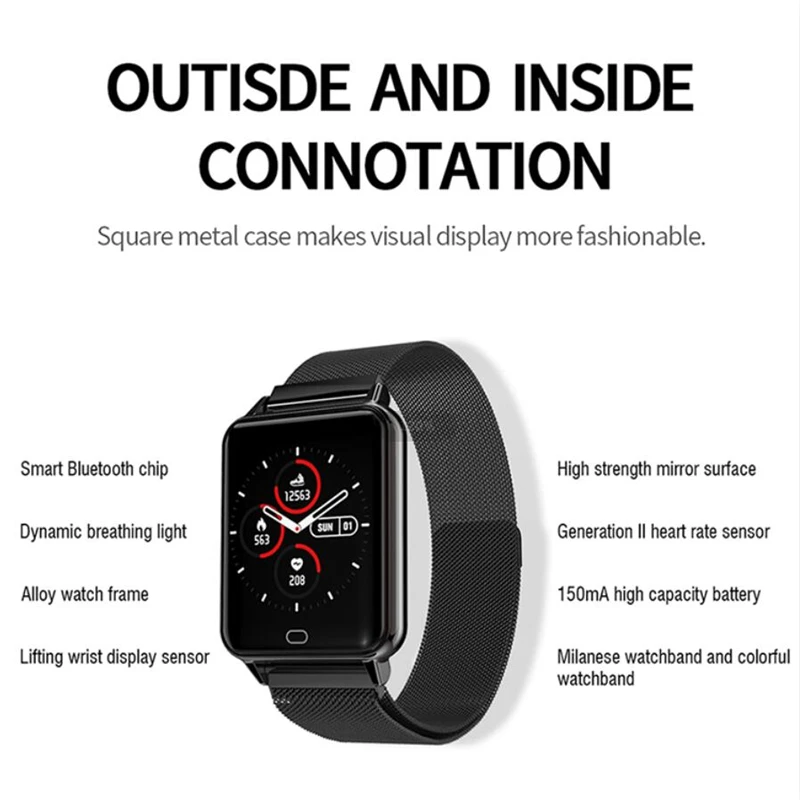 GOLDENSPIKE 1.3 Inch Full Touch Tempered Glass Screen Smart Watch Waterproof Heart Rate Monitoring Blood Pressure For Men Women |