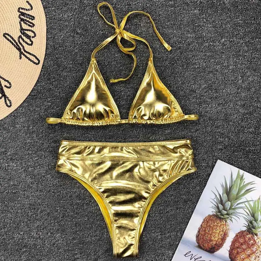 YX9251Gold Глянцевый золотистый Серебристый цельный купальник Женская одежда для плавания женский купальник с v-образным вырезом купальный костюм одежда для плавания Монокини - Цвет: YX9251Gold