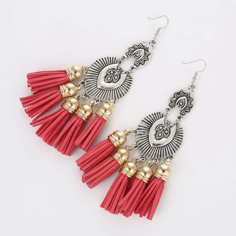 Этнические богемные длинные висячие серьги для женщин с кисточками винтажные