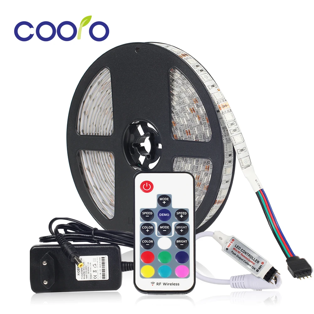 5050 RGB LED Strip Set Flexible Light With Controller 3A Power Adapter Waterproof/Non-waterproof 5M/Lot | Лампы и освещение