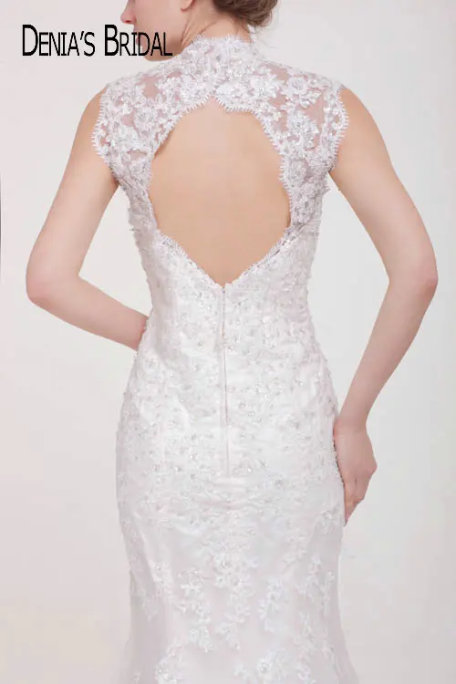 2017 настоящие фотографии милые свадебные платья с отвесным вырезом и аппликацией