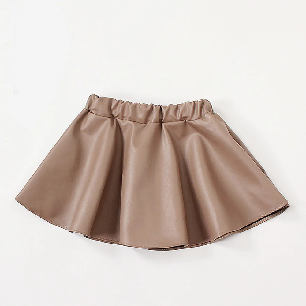 Chifuna/юбка для девочек; детская юбка из искусственной кожи хорошего качества; одежда для малышей; модные юбки для девочек; одежда для малышей - Цвет: K06597Brown