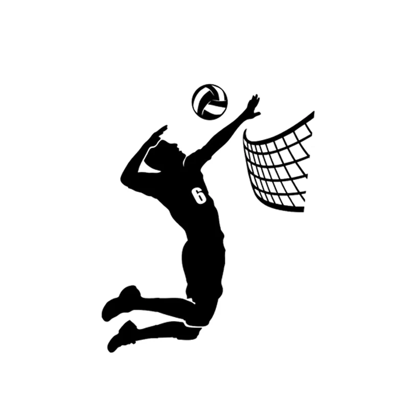 QYPF 12*15.1CM Fashion Volleyball Players Decor Car Stickers Vinyl Accessories Black/Silver C16-1364 - Название цвета: Черный