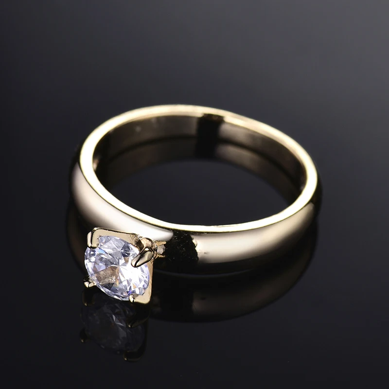 Женские кольца GULICX круглые золотого цвета с белыми австрийскими кристаллами и