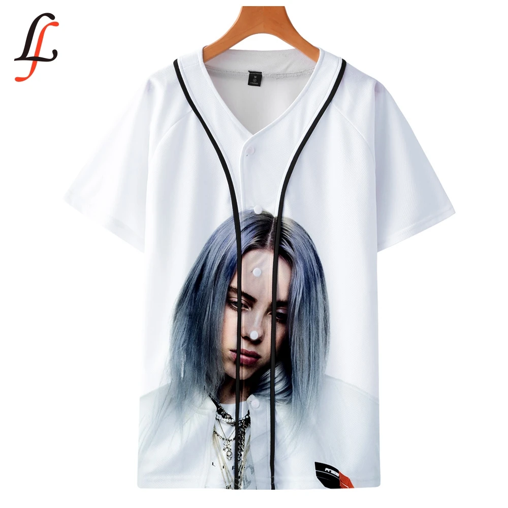 Женская/Мужская Бейсбольная Футболка Billie Eilish летняя футболка с коротким рукавом