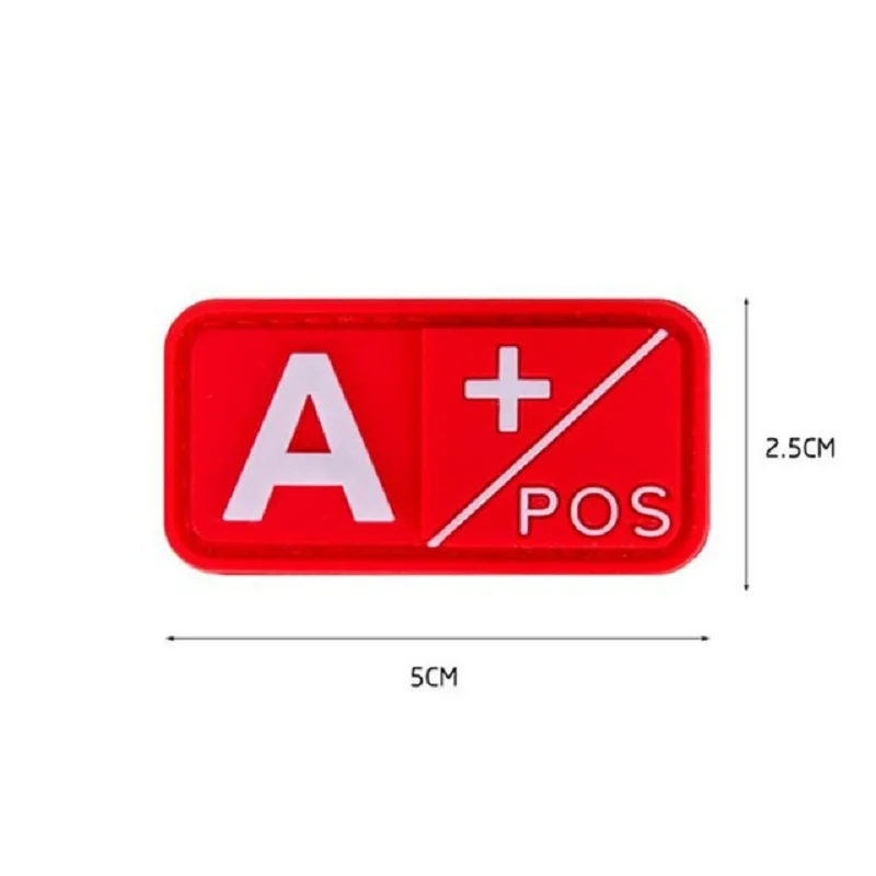 1 3D ПВХ A+ B+ AB+ O+ Положительный POS A-B-AB-O-отрицательный NEG Тип крови группа патч для одежды Военный резиновый нагрудный знак крючок и петля - Цвет: 1