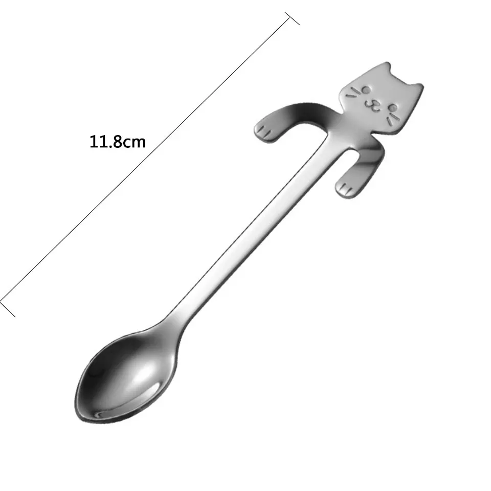 Новинка популярная Милая кофейная ложка с кошкой и медведем подвесная из