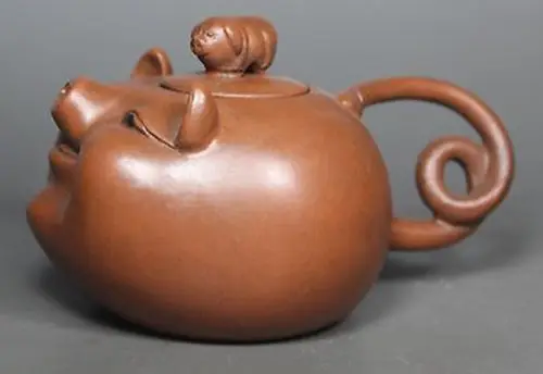 

Elaborate Chinese Old Purple Clay Wonderful Handwork Lovely Pig Tea Pot