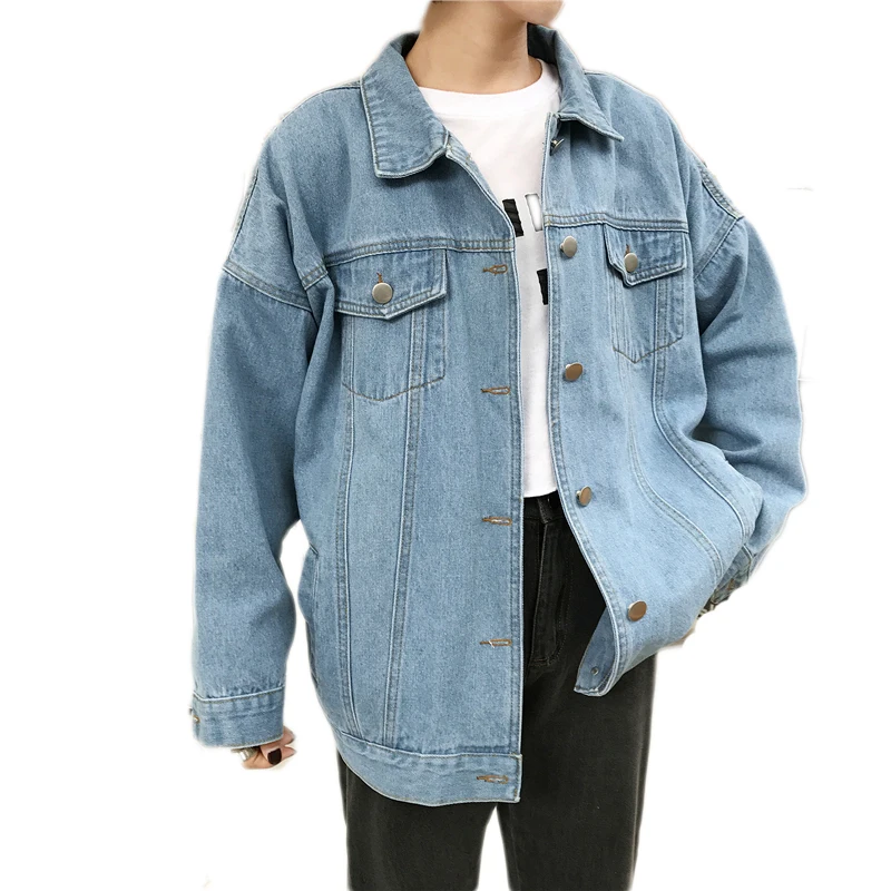 Куртка женская джинсовая свободного покроя винтажная Повседневная светло