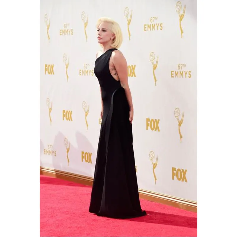 Элегантные женские платья Gaga Red Carpet 67th Emmy Awards A line сексуальные черные шифоновые вечерние платья с рюшами на одно плечо платья знаменитостей