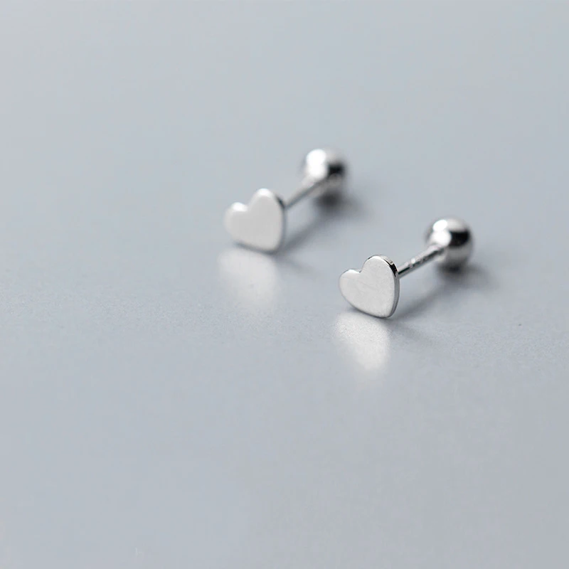 Серьги с сердечком из серебра 925 пробы подарок для девушки S925 женские