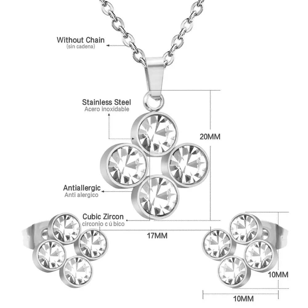 LUXUSTEEL детские ювелирные изделия для девочек из нержавеющей стали круглый фианит