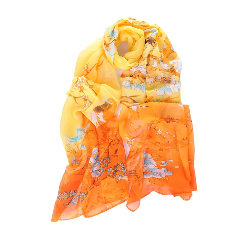 Женское шифоновое платье NIBESSER Летний Шелковый шарф с принтом платок на купальник
