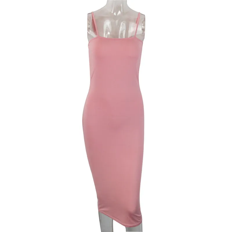 Сексуальными тоненькими лямками миди платье без рукавов с низким вырезом на