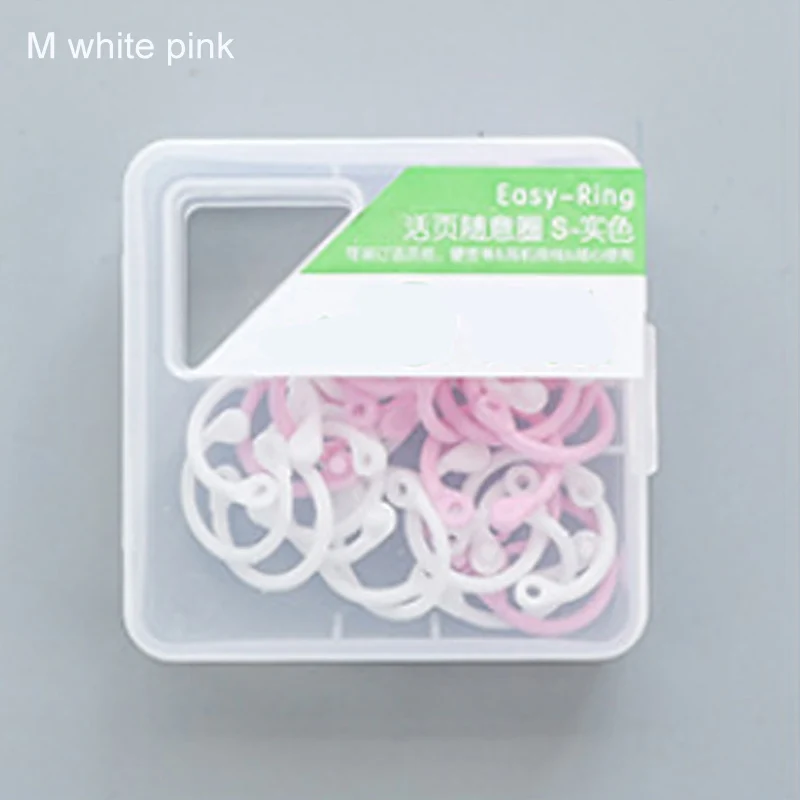 M white pink 1 коробка красочный блокнот календарные кольца DIY ремесло легкое кольцо брелоки цветные несмываемые Пластиковые Многофункциональные Канцелярские Принадлежности - Цвет: M white pink